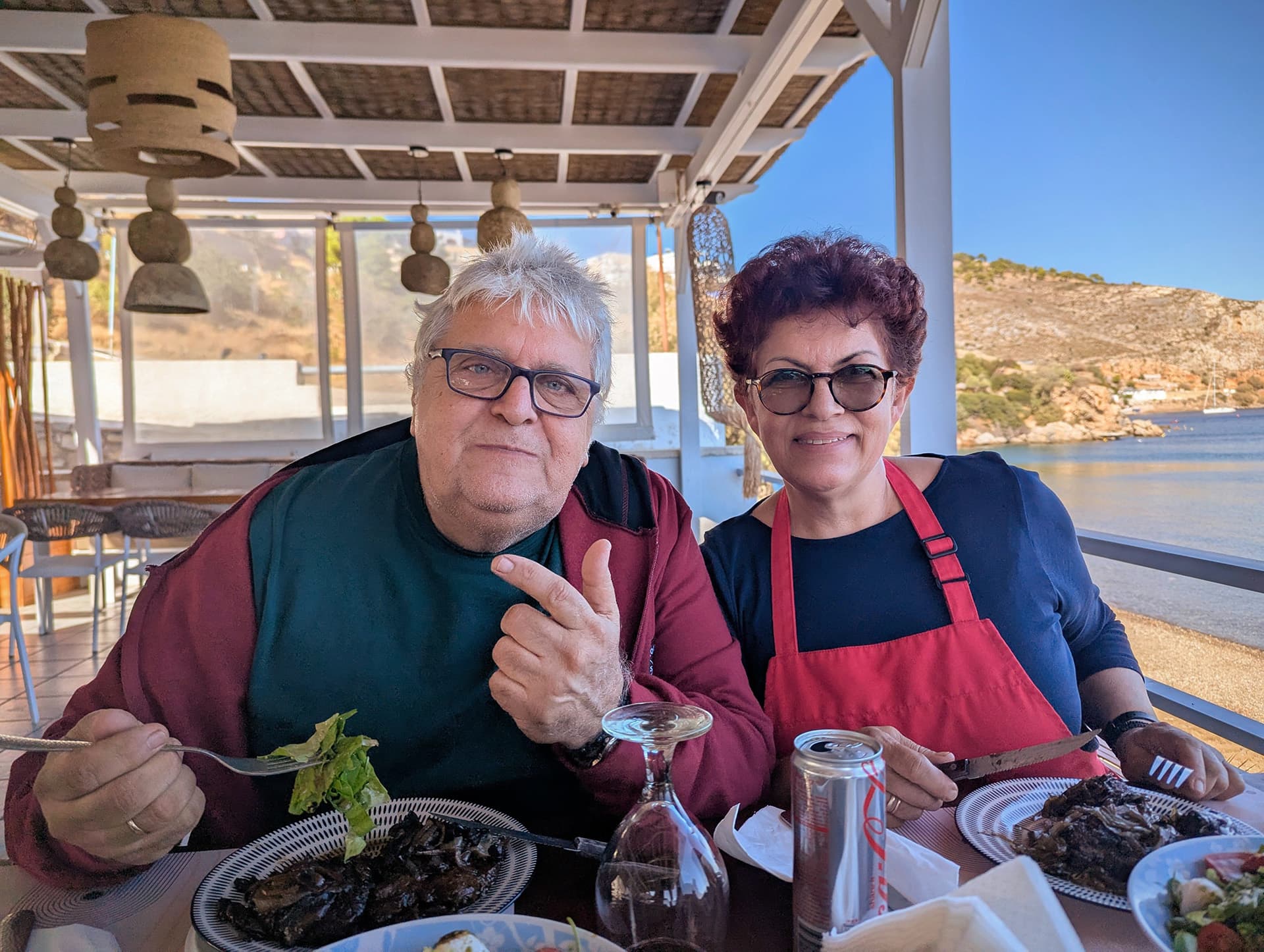 Paradisos restaurant in Leros, open-air dining, soft light, and the ease of a Greek island evening